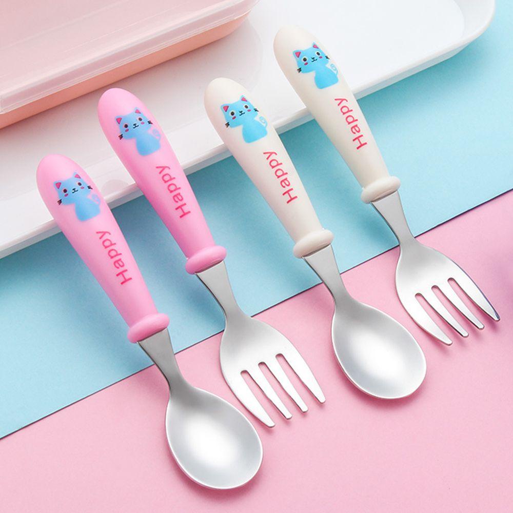FOREVER Bộ Dụng Cụ Ăn Uống Bằng Thép Không Gỉ Họa Tiết Dễ Thương Cho Bé