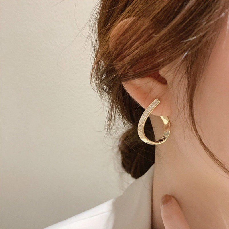 Bông tai mạ bạc 925 hình giọt nước đính đá zircon thời trang cho nữ