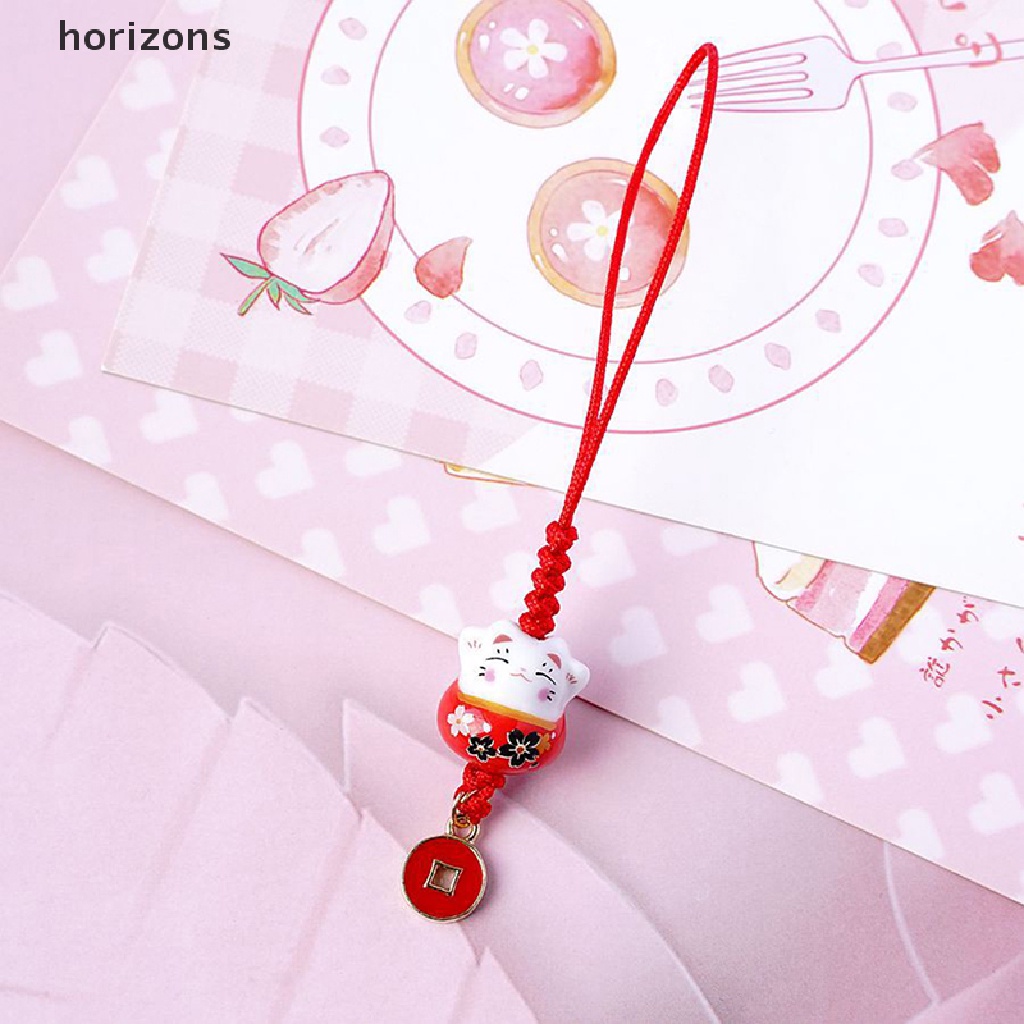 [horizons] Móc Khóa Điện Thoại / Chìa Khóa Hình Mèo May Mắn Nhật Bản (h)