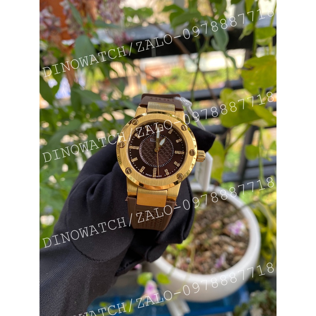 Bảo Hành 12 Tháng Đồng Hồ Nữ Ferragamo F80 Dây Cao Su Màu Nâu - Size 33mm