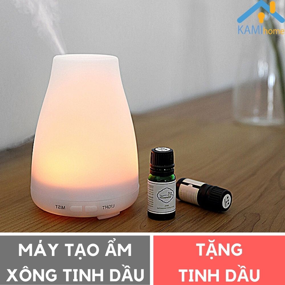 Máy khuếch tán tinh dầu phun sương tạo ẩm sóng siêu âm Kèm Tinh dầu loại để bàn 200ml có đèn led đổi màu mã 17014