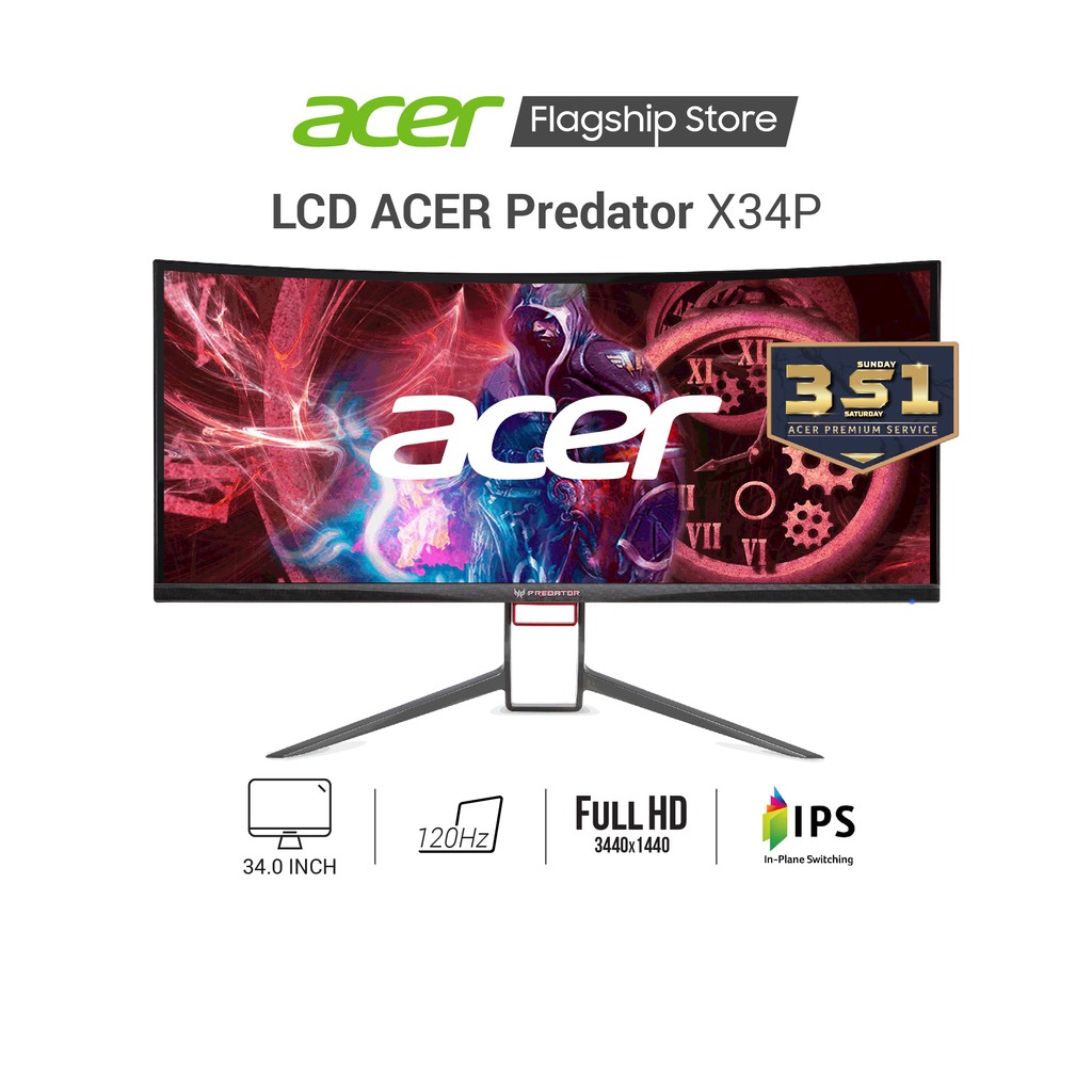 Màn hình cong Acer Predator (X34P) 34.0 inch | 120Hz | IPS | 2K UWQHD | ĐEN