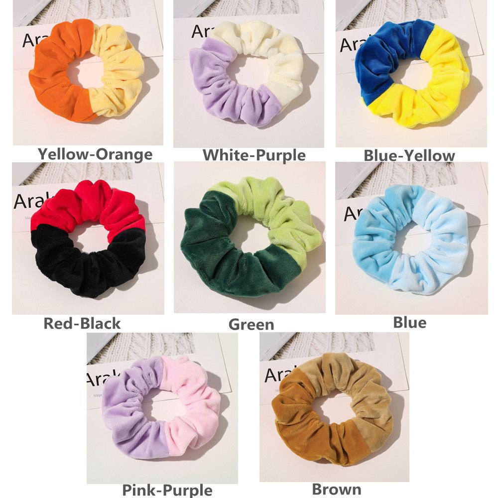 Dây Buộc Tóc Co Giãn Phối Lông Nhung Mềm Mại Màu Sắc Ngọt Ngào Xinh Xắn Cho Nữ