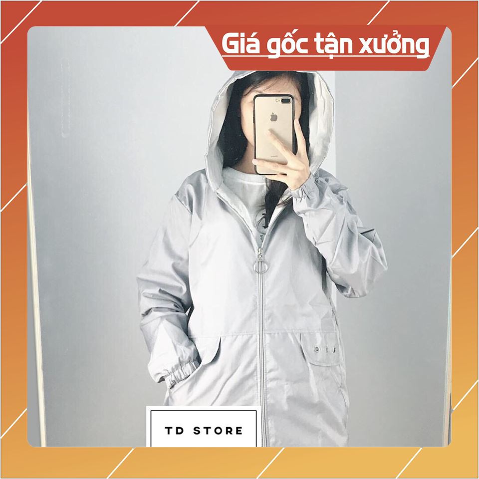 Áo Khoác Dù Trơn Kết Hợp Nón Ảnh Thật