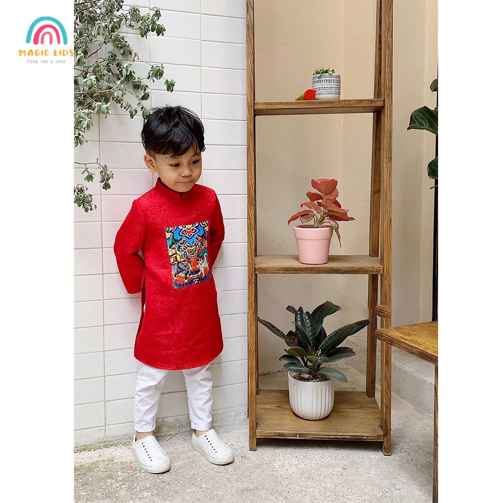 Áo dài gấm họa tiết ngũ hổ đón Tết cho bé yêu AD20002 - MAGICKIDS