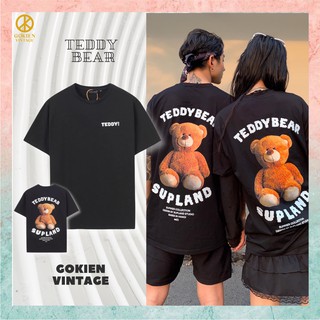 ÁO PHÔNG GẤU MẶT SAU áo thun unisex tay lỡ nam nữ chuẩn form, Gokien Vintage