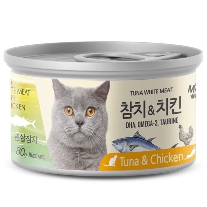 Pate cho mèo MEOWOW, Pate cho mèo thịt cá ngừ trắng nguyên miếng - Lon 80gr