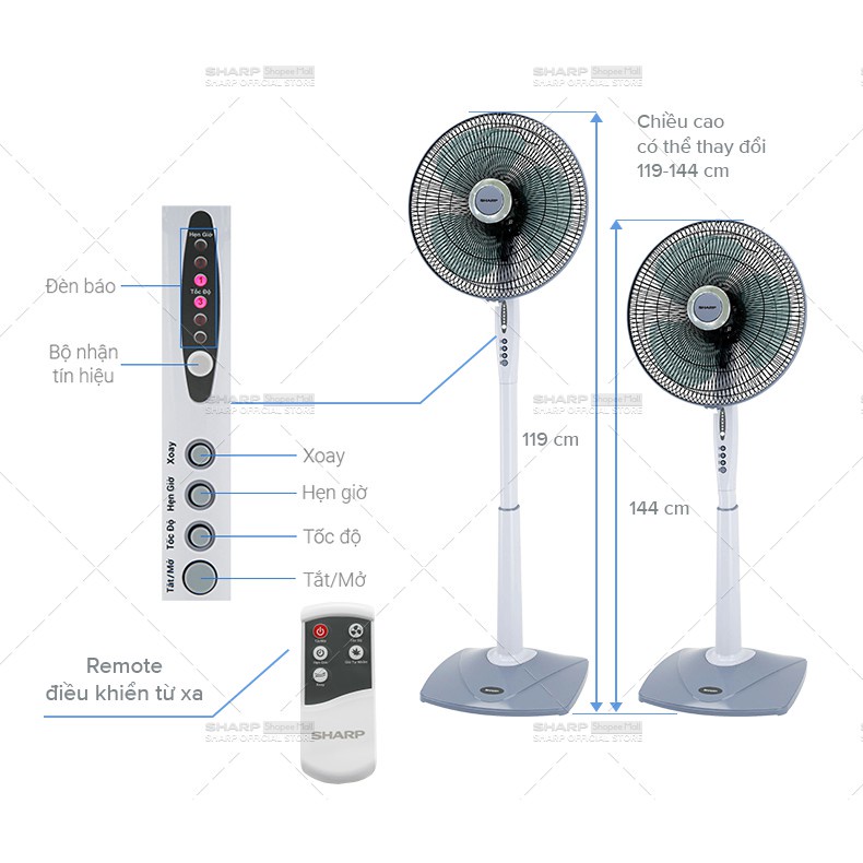 Quạt Đứng Sharp PJ-S40RV-LG Hàng Malaysia