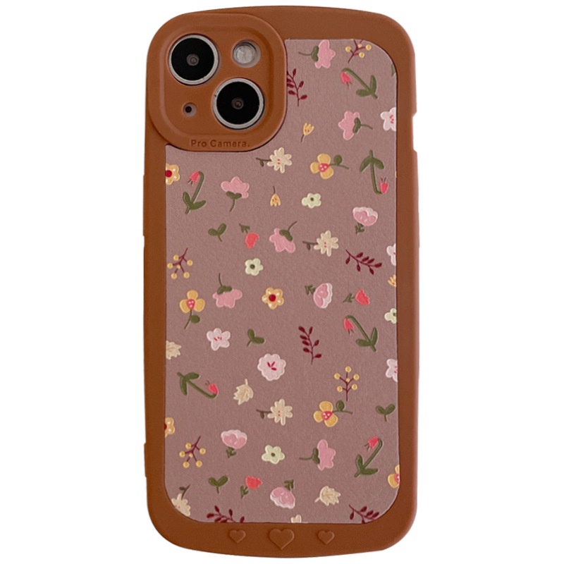 Ốp điện thoại da họa tiết hoa xinh xắn dành cho iPhone 13pro max 12 11 XR XS 8plus