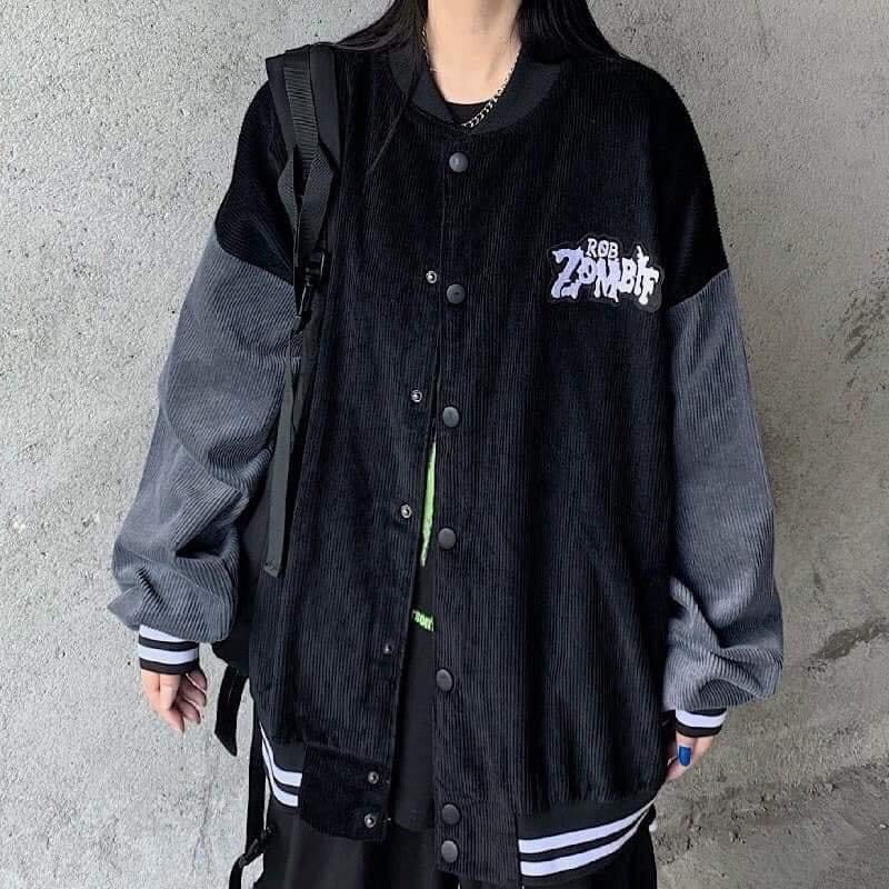 Áo Khoác Nữ, Áo Bomber Zombie Phối Tay Xám Chất Nỉ Tăm Free size Siêu Hot Hit | BigBuy360 - bigbuy360.vn
