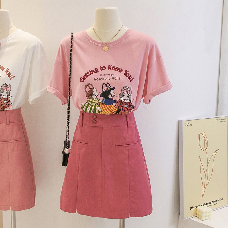 NRVP Áo thun cotton tay ngắn cổ tròn phong cách Hàn Quốc thời trang mùa hè dành cho nữ