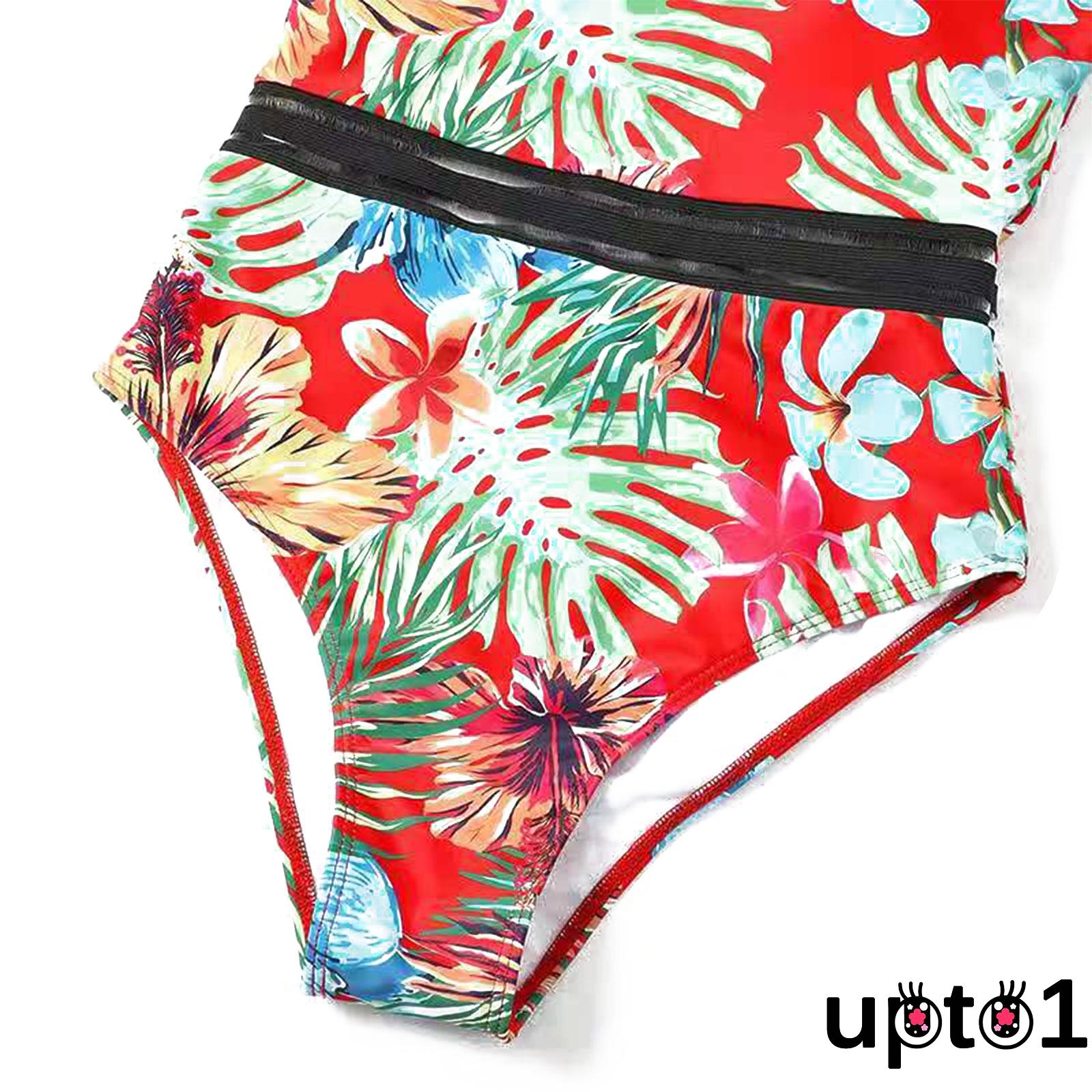 Up-Women’s Sexy One-piece Bikini Personality Plant Printing Backless High-waist Slim Fit Swimsuit | BigBuy360 - bigbuy360.vn