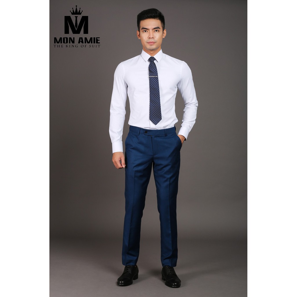 Áo Sơ Mi Trắng Nam Mon Amie Dài Tay Slim Fit - S01.501