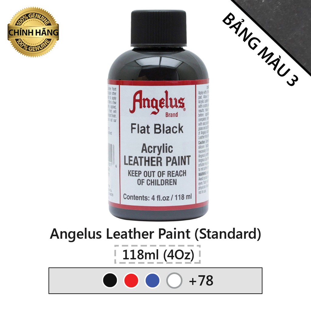 BẢNG 3 - Màu vẽ da, vải Angelus Leather Paint (Standard) - 118ml (4Oz)