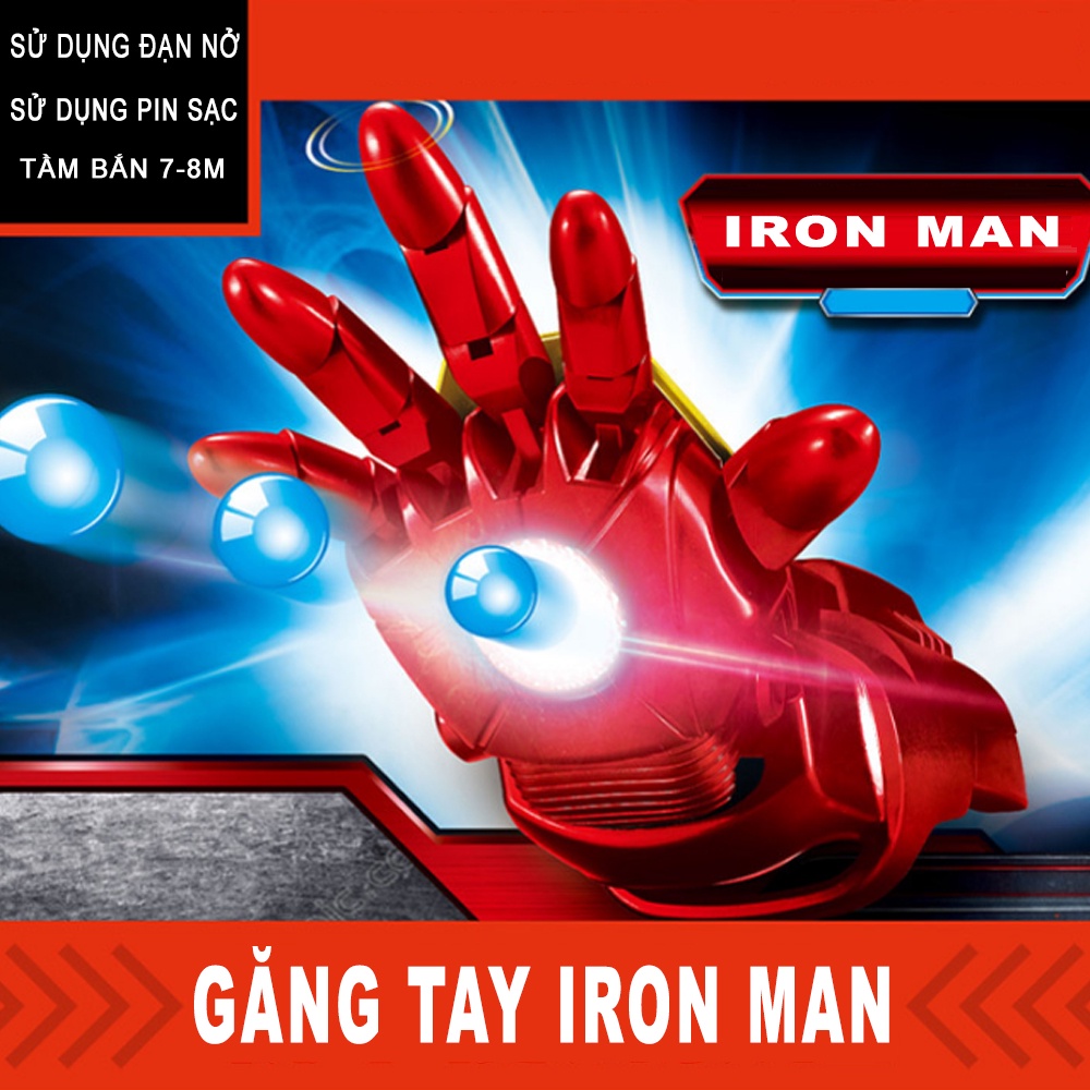 Găng tay người sắt Iron Man, Cánh Tay Iron Man Phóng hạt nở, tặng kèm mặt nạ Iron Man, quà tặng đồ chơi cho bé