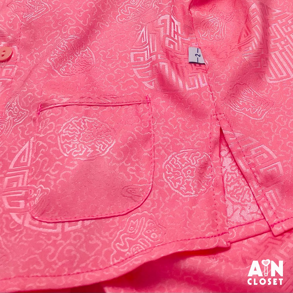 Bộ quần áo bà ba lửng bé gái hoa văn Cổ Trang gấm hồng - AICDBGOZYKTV - AIN Closet