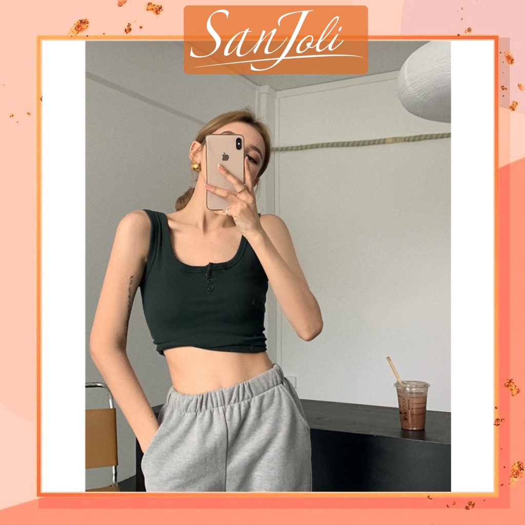 Áo Hai Dây Croptop LOKOSA Áo Crt Kiểu Ôm Body Cổ Vuông Sexy Hàn Quốc Hai Màu Trắng Đen AO034