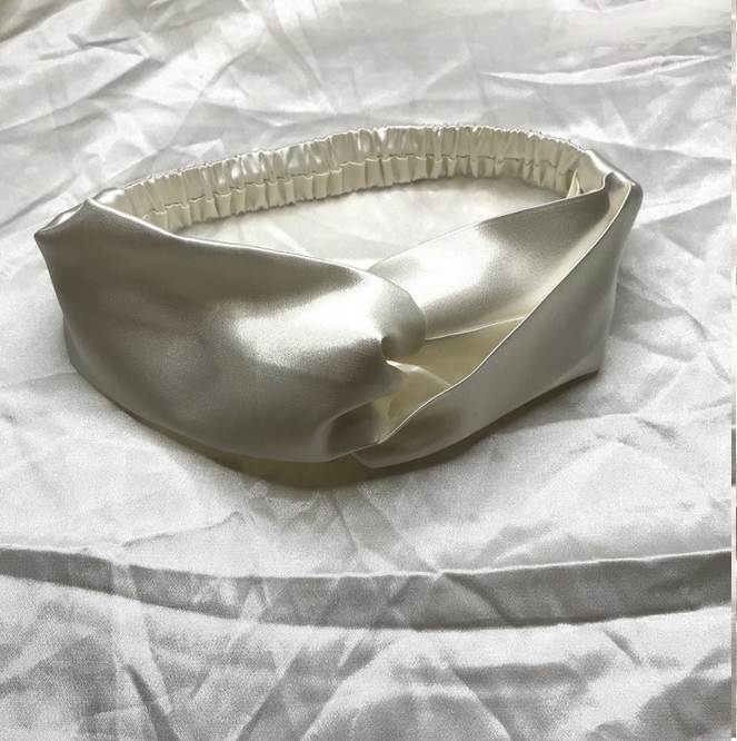 Băng đô Turban vải lụa trơn phi bóng thời trang tạo kiểu tóc