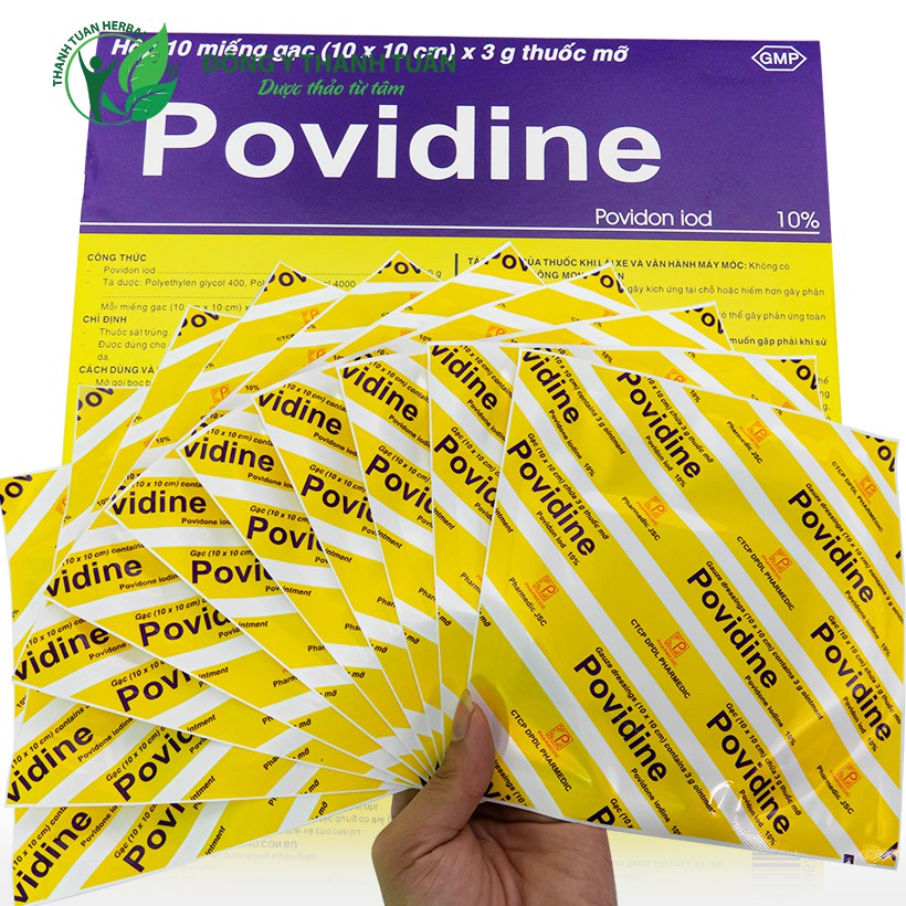 Gạc Povidine 10% Hộp 10 Miếng - Giúp Đắp Vết Thương Hiệu Quả