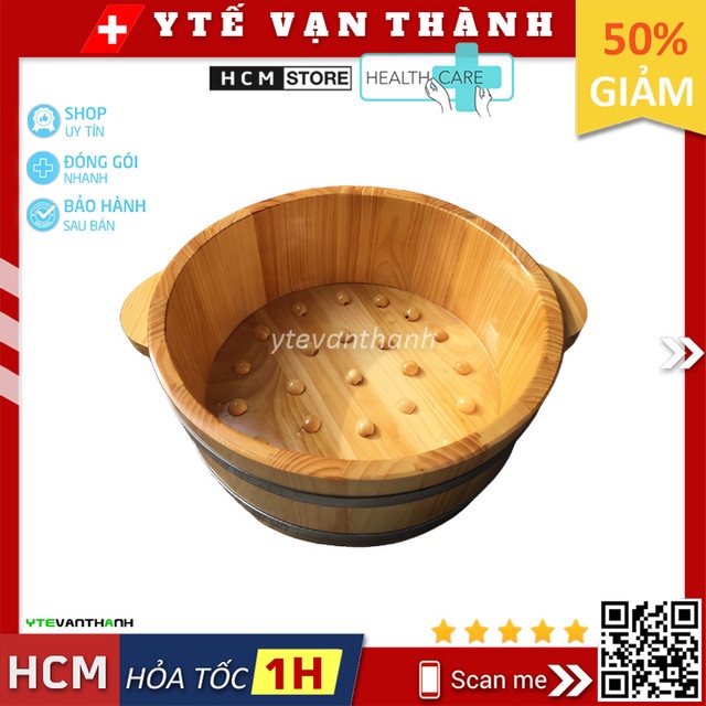 ✅ Chậu Ngâm Chân Thấp Gỗ Thông Tự Nhiên Cao Cấp (Có Hạt Massage) | Spa, Massage -VT0637