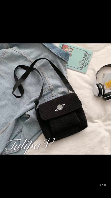 Túi vải nhung đeo chéo dày dặn T99