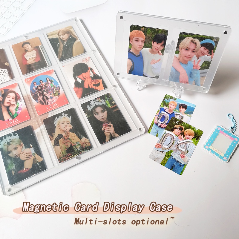 Khung Ảnh Bằng Acrylic Trong Suốt Có Nam Châm Nhiều Ngăn Để Bàn Trưng Bày Thẻ Ảnh Polaroid Polaroid K-pop