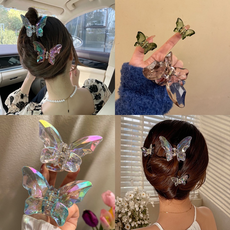 Kẹp Tóc Trong Suốt Đính Nơ Pha Lê Phong Cách Hàn Quốc Cho Nữ