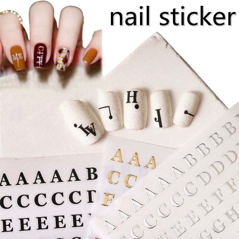 1 Tờ Nhãn Dán Trang Trí Móng Tay Hình Chữ Cái Tiếng Anh/ Holographic