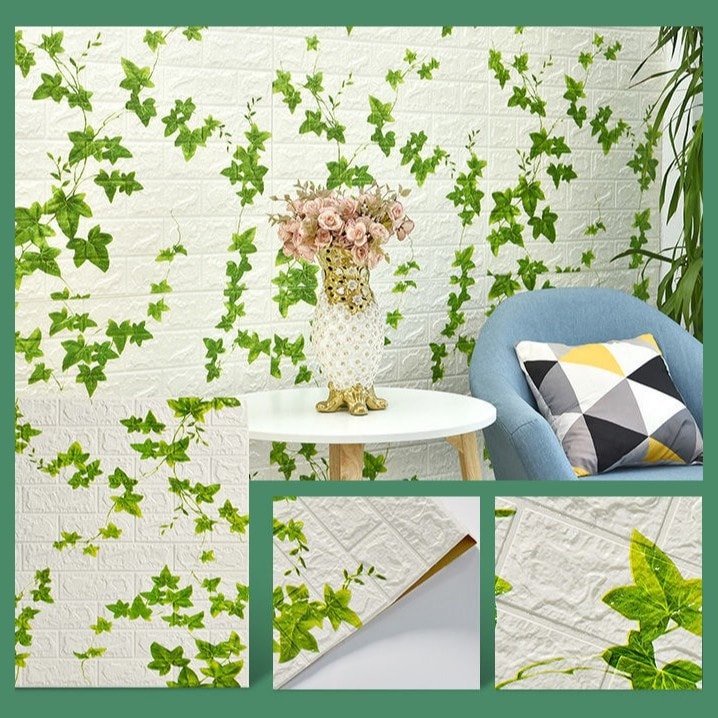 Xốp Dán Tường 3D Giả Gạch Dây Leo Kích Thước 70cm*77cm Sẵn Keo Bóc Dán
