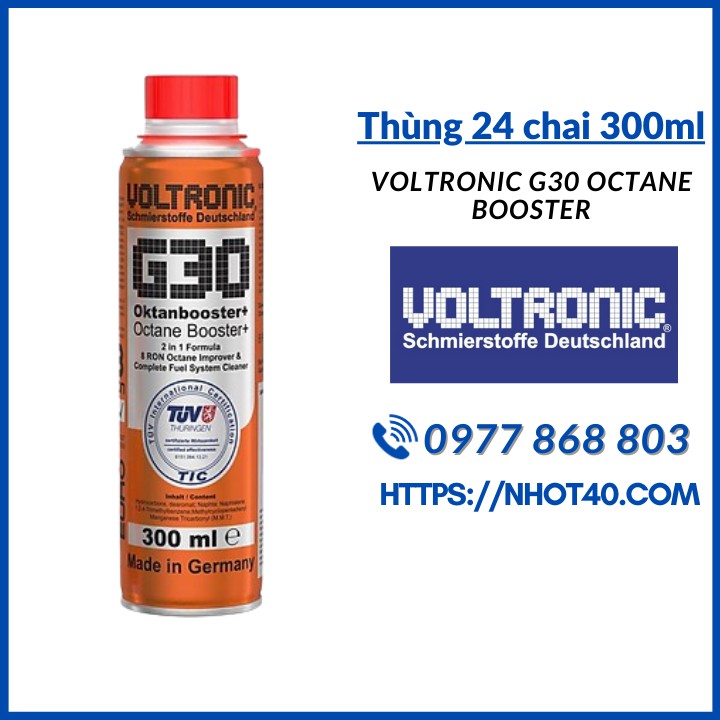 [Combo 24 Chai 0.3L] Phụ gia xăng Voltronic G30 Octane Booster