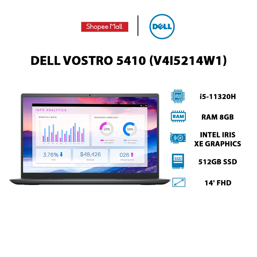 Laptop Dell Vostro 5410 (V4I5214W1) (i5-11320H | 8GB | 512GB | 14' FHD | Win 11 | Office)