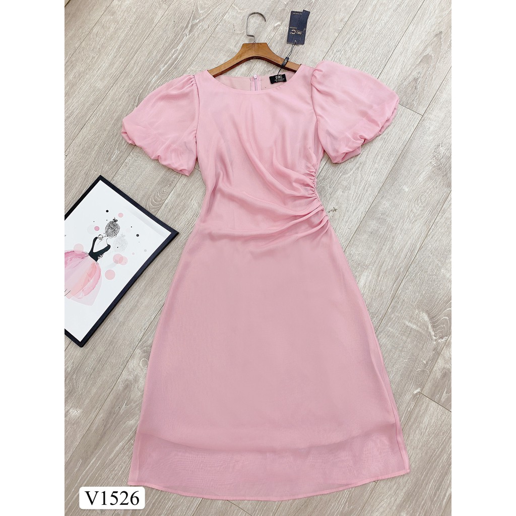 Váy hồng tay bồng nhún eo V1526 - Đẹp Shop DVC (Kèm ảnh thật trải sàn do shop tự chụp) | BigBuy360 - bigbuy360.vn