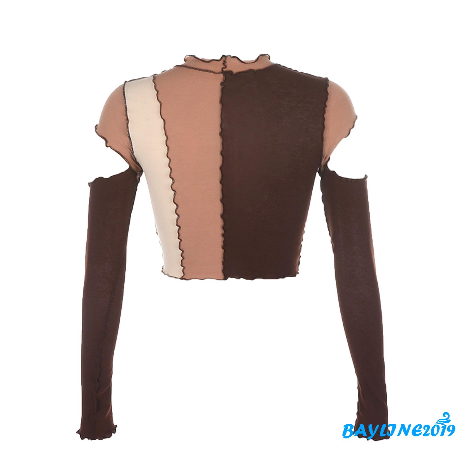 Áo Croptop Tay Dài Phối Màu Tương Phản Cá Tính Cho Nữ | BigBuy360 - bigbuy360.vn