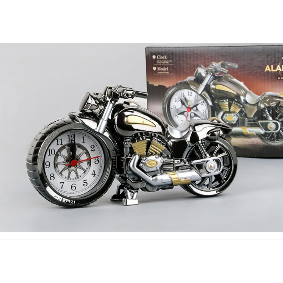 Đồng hồ báo thức để bàn chuông to hình xe máy