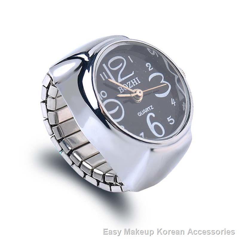■☋◆Distant Love Fashion Men s and Women Finger Watch Couple Ring Silver Shell Disc J75