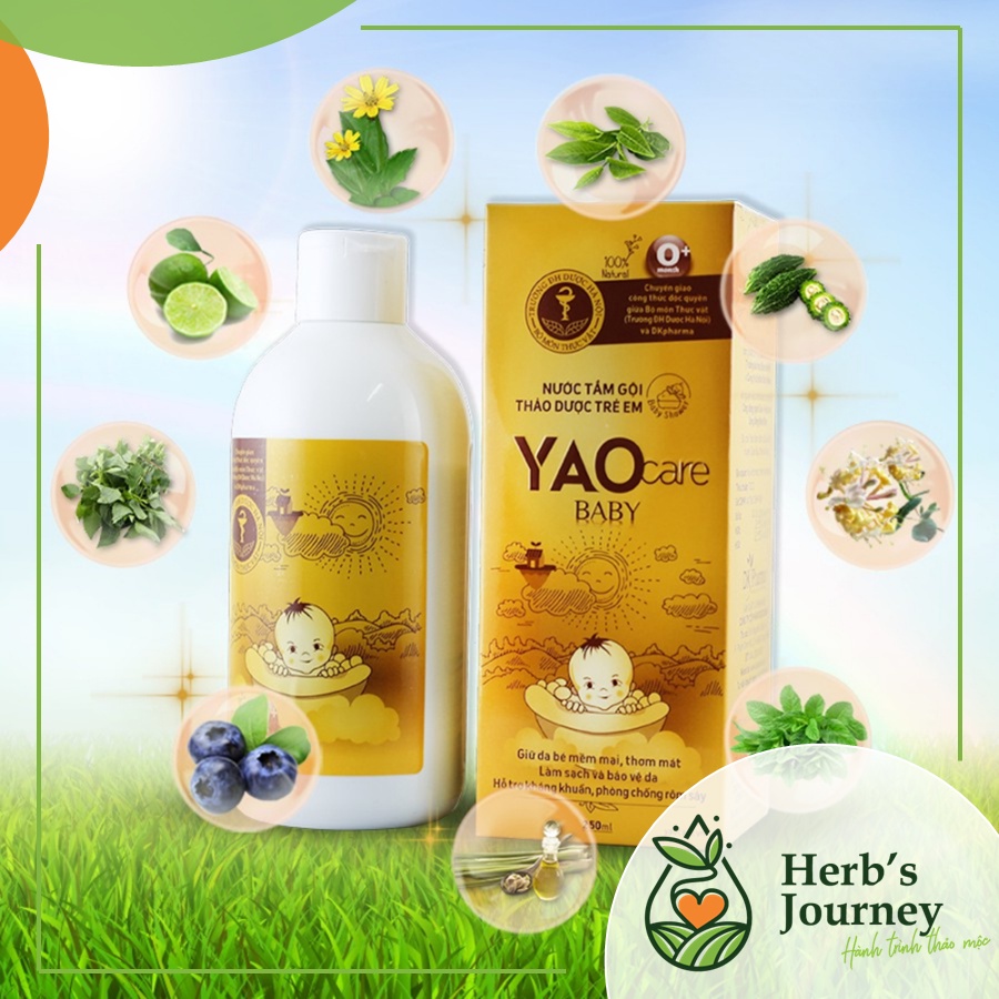 [TẶNG 10 KT] Yaocare baby nước tắm gội trẻ em thảo dược - Hết rôm sảy mụn nhọt - Từ thảo mộc tự nhiên - CTCP Dược Khoa