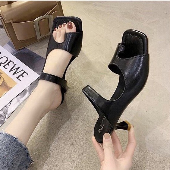 Guốc cao gót da PU siêu rẻ cao 7cm -w9