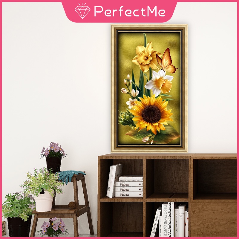 Bộ Tranh Đính Đá 5D Tự Làm 30x50cm Hình Hoa Hướng Dương