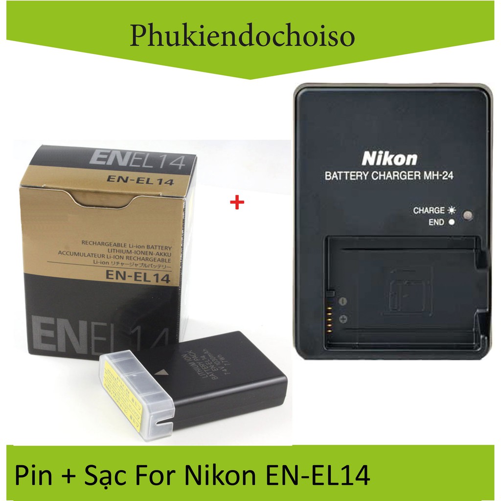 Bộ pin sạc thay thế 1 Pin 1 Sạc máy ảnh Nikon EN-EL14