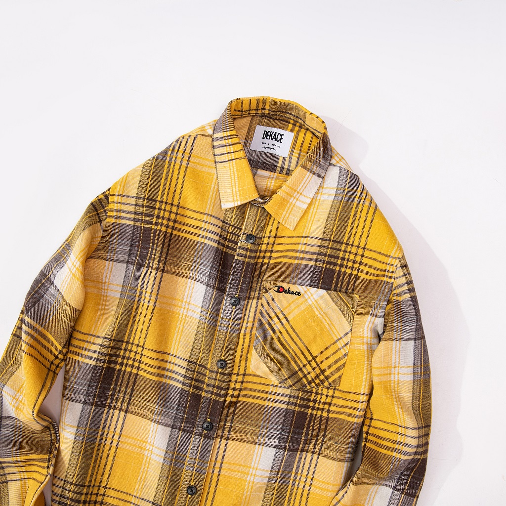 Áo Sơ Mi Nam Flannel Dekace HT Kẻ Vải Cotton Dạ Form Rộng