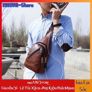 túi đeo chéo nam 🎁 FREESHIP 🎁 Túi Đeo Chéo Da Nam - Nữ Thời Trang Phong Cách Hàn Quốc Có Cổng Sạc Điện Thoại - M17