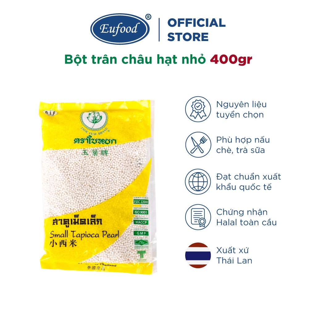 Bột Trân Châu Hạt Nhỏ 400g Jadeleaf - Dùng Nấu Chè, Trà Sữa, EUFOOD Nhập Khẩu Chính Hãng