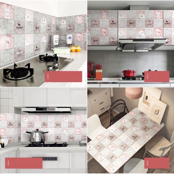 Giấy dán bếp 💖 FREE SHIP 💖 Decal dán bếp tráng bạc mã KARO MÈO 01 có keo sẵn chịu nhiệt tốt