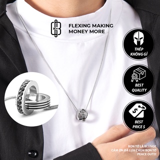 Dây chuyền nhẫn đôi đính đá, dây chuyền titan - phụ kiện thời trang phong cách Hàn Quốc