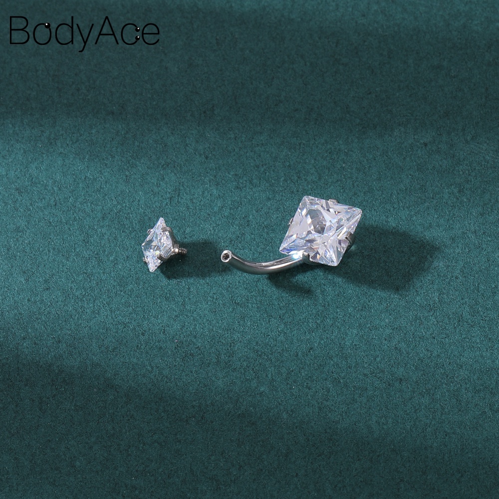 Khuyên rốn đính đá pha lê nhiều màu sắc bằng thép không gỉ thời trang cá tính 14g