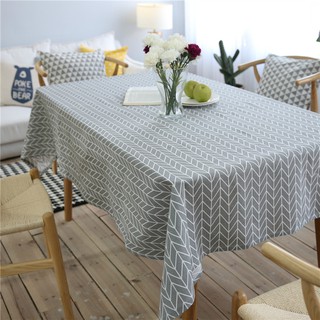 Khăn trải bàn Landecor zik zak trắng xám sang trọng, tinh tế - TB333