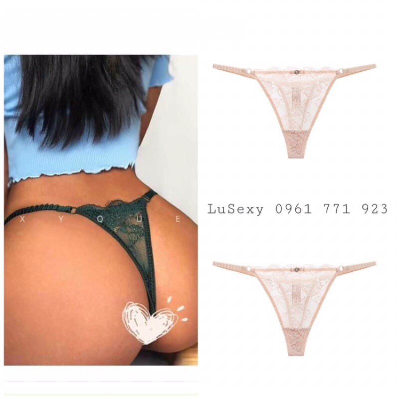 Quần lót lọt khe chữ T dây sườn gợi cảm, Quần lót ren lọt khe xẻ đáy màu hồng da đen trắng đỏ xanh