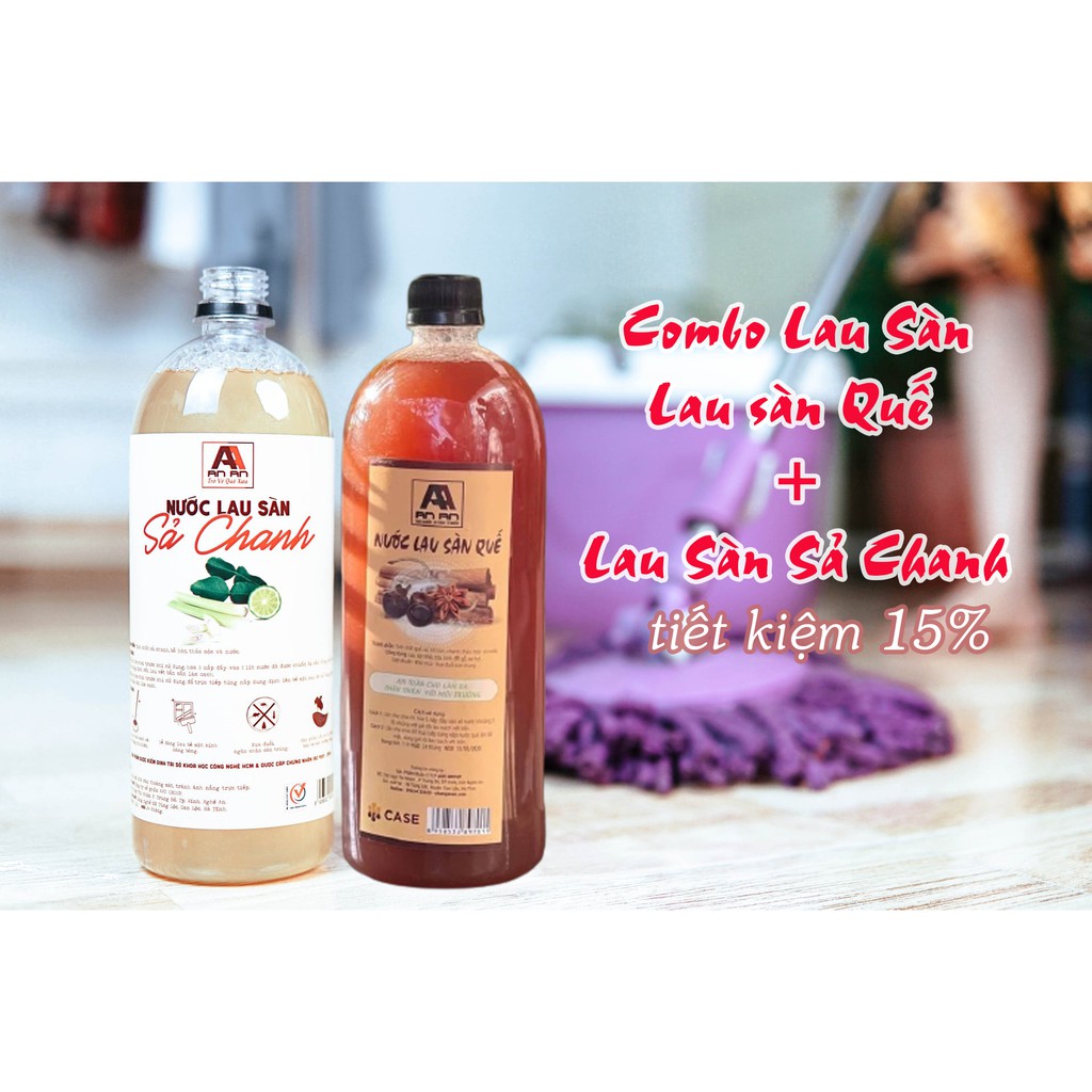 Combo 2 chai Nước Lau Sàn Sả Chanh Và Lau Sàn Quế 2 Lít An Toàn 100%| tác dụng xua đuổi Côn trùng |Cho Nhà Thơm Mát