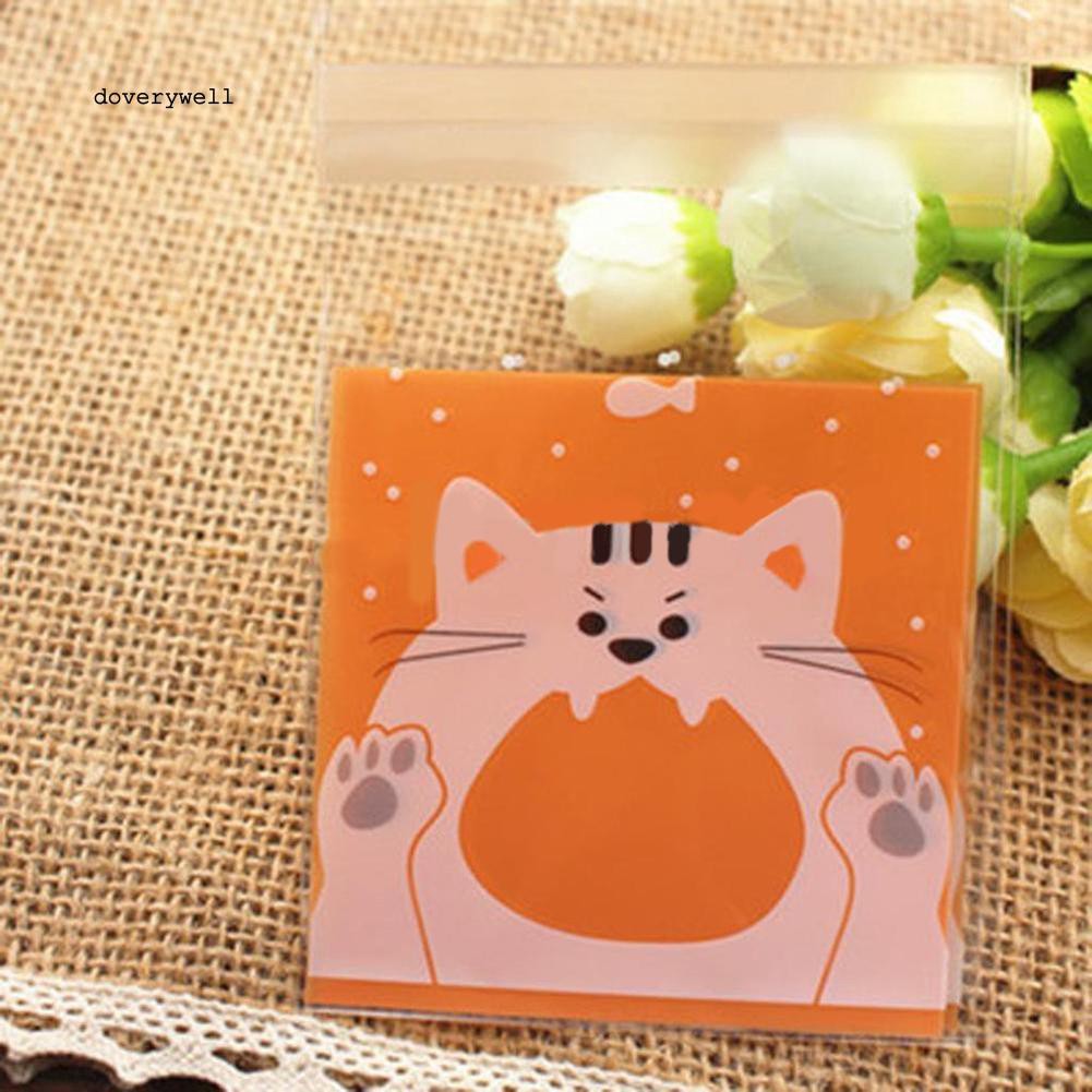 100 túi đựng bánh kẹo in hình thú hoạt hình kiểu đóng tự dính