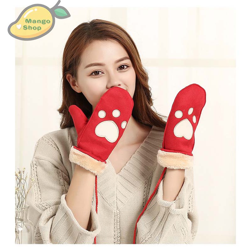 Găng tay trùm kín tay mùa đông cute Hàn Quốc - Găng tay lót lông Noel đáng yêu